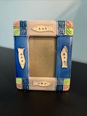 Stanley Blue and Cream Fish Motif Picture Frame